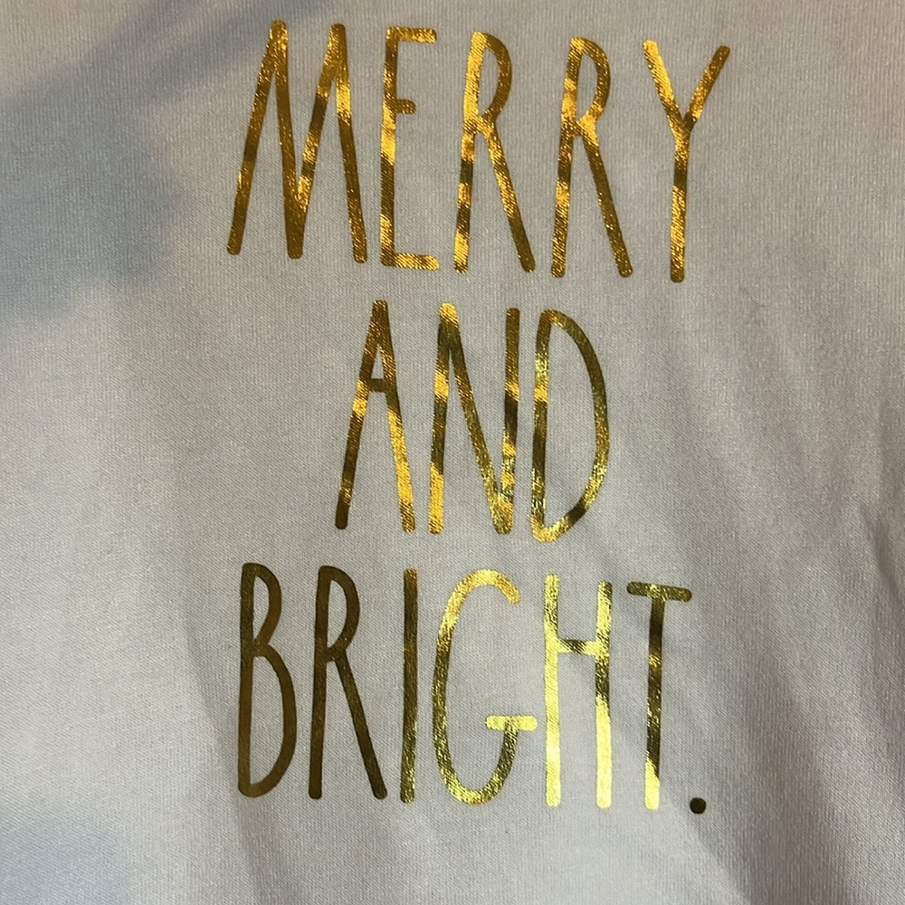 NWT RAE DUNN MERRY AND BRIGHT CHRISTMAS DRAWSTRING NECK SWEAT SHIRT MEDIUM - Picture 4 of 8